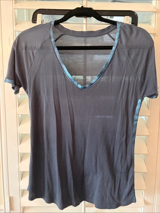 Zadig & Voltaire Tops - Zadig & Voltaire Navy Tee with Shimmer Trim in size XS
